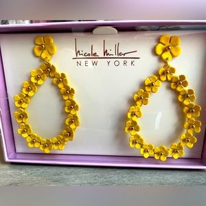 Nicole Miller Yellow Floral Pierced Earrings!